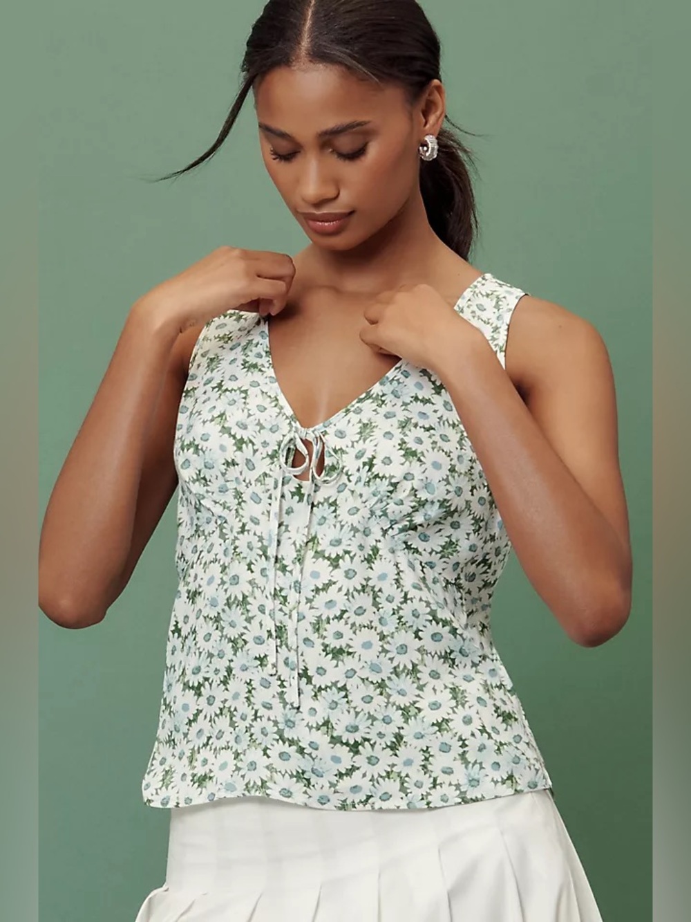 Reformation Miri Floral Tie Front V-Neck Top